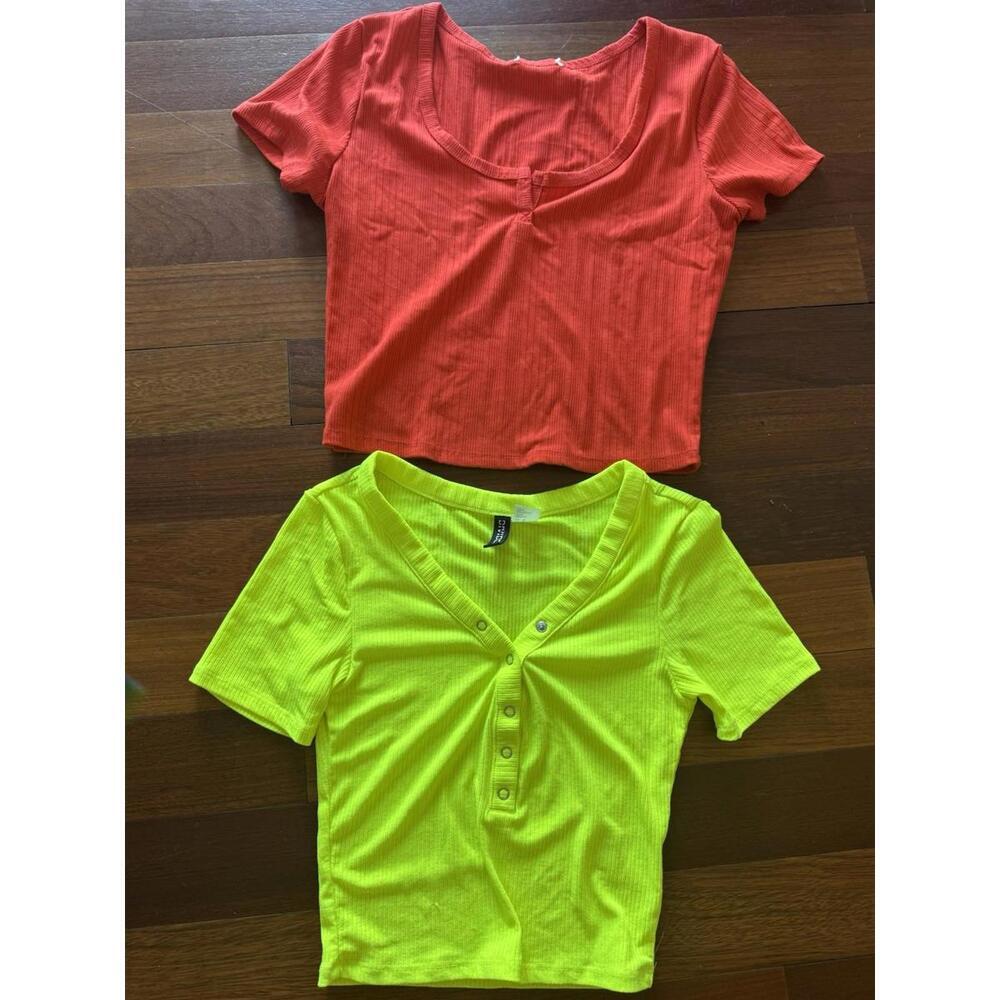 Divided Swifty Top Bright Lime Yellow and no label Dk orange sh sleeve bundle